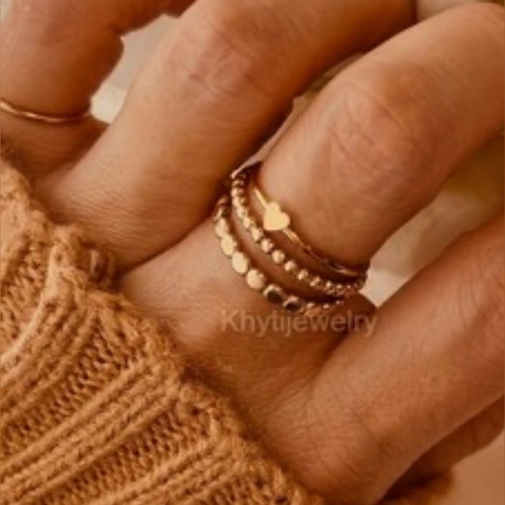 Gold Stacking Rings Set of 3 Yellow. Gold Plated.
